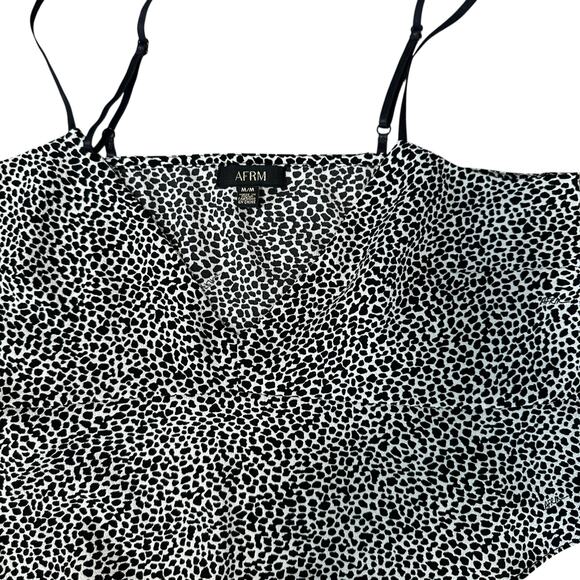 AFRM Black and White Leopard Print Cami Camisole Top Medium V-Neck Sexy Coquette - Picture 4 of 6